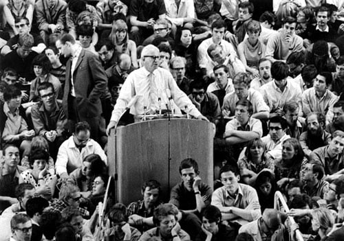 Herbert Marcuse *1898-1979+ American philosopher and sociologist behind a lectern at an event at the Freie Universität Berlin (FU) - 1967
